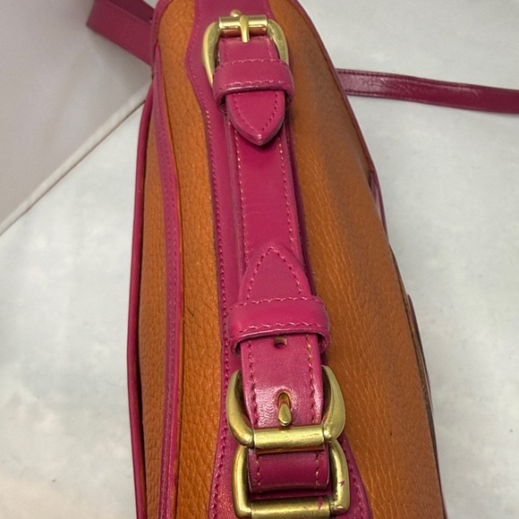 Dooney & Bourke Hand Painted Magenta Pink & Peanut Leather Carrier Bag (R701) - Picture 3 of 15